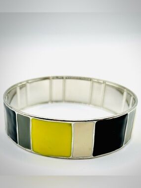 Artsy Color Block Mondrian Rothko style yellow black chunky bangle bracelet